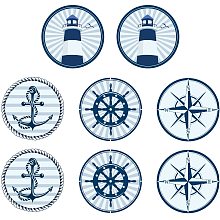 ARRICRAFT 4pcs/Set Window Stickers Nautical Icon Pattern Window Clings Floor Clings Self Adhesive Window for Window Decoration Anti-Collision Reminder 13.8"x9.5"