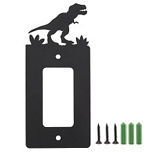 NBEADS Iron Light Switch Decorations, Metal Switch Plates, with Screws, Rectangle with Dinosaur, Black, 163x69mm