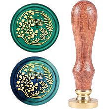 CRASPIRE Wax Seal Stamp Ferns Vintage Sealing Wax Stamps 25mm Removable Brass Head Sealing Stamp with Wooden Handle for Halloween Wedding Invitations Christmas Xmas Party Gift Wrap