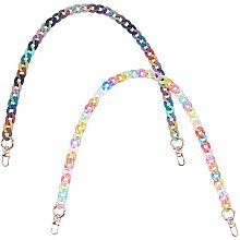 ARRICRAFT 2pcs Acrylic Purse Chain Handle, 27.7 inch Colorful Resin Purse Bag Handles Acrylic Handbag Chain Strap with Metal Clasps Shoulder Strap Replacement Bag Decoration Chains Purse Making Accessory