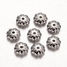 Honeyhandy Flower CCB Plastic Beads, Platinum, 8x3.5mm, Hole: 1mm