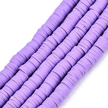 Honeyhandy Handmade Polymer Clay Beads Strands, for DIY Jewelry Crafts Supplies, Heishi Beads, Disc/Flat Round, Medium Purple, 6x0.5~1mm, Hole: 1.8mm, about 290~320pcs/strand, 15.75 inch~16.14 inch(40~41cm)