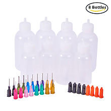 BENECREAT Multi Purpose DIY Precision Tip Applicator Bottles Set - 8 1 Ounce/1.7 Ounce Bottles, 18 Tips, 8 Caps - DIY Quilling, Glue Applicator, Oiler Bottle