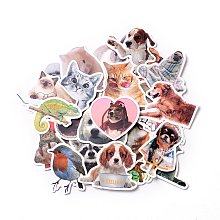 Honeyhandy Waterproof Self Adhesive Paper Stickers, for Suitcase, Skateboard, Refrigerator, Helmet, Mobile Phone Shell, Animal Pattern, 42~74x40~80x0.2mm, about 52pcs/bag