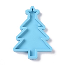 Honeyhandy Christmas Tree Decoration Silicone Molds, Resin Casting Molds, for UV Resin, Epoxy Resin Craft Making, Deep Sky Blue, 81x58x7mm, Hole: 3mm