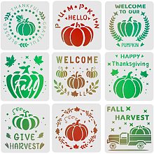 FINGERINSPIRE 9 Pcs Pumpkin Stencils Drawing Painting Templates Sets 11.8x11.8inch Plastic Drawing Painting Stencils Scale Template Sets for Halloween Decoration