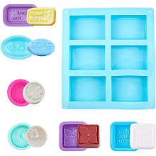 AHANDMAKER 7 Pack Silicone Soap Moulds, 6 Cavities Rectangle Silicone Soap Moulds with 6 Style Soap Making Moulds for Soap Bath Bomb, Lotion Bar, Polymer Clay, Wax, Crayon