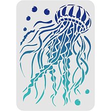 FINGERINSPIRE Jellyfish Stencil 11.7x8.3 inch Jellyfish Drawing Stencil Reusable Seashore Reef Fish Stencils Marine Life Stencil for Painting on Wood Paper Fabric Floor Wall