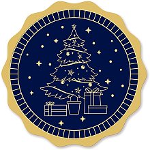 CRASPIRE Gold Foil Certificate Seals Christmas Tree 2" Round Self Adhesive Embossed Stickers 100pcs for Invitations, Certification, Graduation, Notary Seals, Corporate Seals, Monogram Emboss