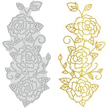 GLOBLELAND Rose Flower Hot Foil Plate for DIY Foil Paper Embossing Scrapbooking Decor Greeting Cards Making Wedding Invitation,Matte Platinum,6x2.7Inches