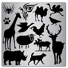 GORGECRAFT 6.3 Inch Metal Animal Stencil Template Stainless Steel Butterfly Spider Dog Claw Cow Bird Sheep Painting Reusable Templates Journal Tool for Painting, Wood Burning, Pyrography and Engraving