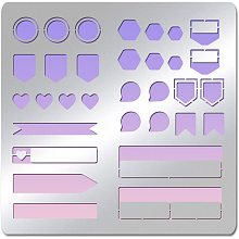 BENECREAT 6x6inch Diary Elements Stainless Steel Stencils Template, Hearts Geometric Patterns Metal Stencil Templates Tool for Wood Burning, Embossing, Engraving and Scrapbooking