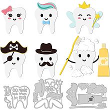 GLOBLELAND Tooth Fairy Cutting Dies Metal Tooth Pirates Die Cuts Embossing Stencils Template for Paper Card Making Decoration DIY Scrapbooking Album Craft Decor