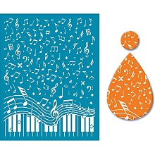 OLYCRAFT Clay Stencils Music Note Pattern Non-Adhesive Silk Screen Printing Stencil Reusable Washable Mesh Transfer Stencils Music Note Mesh Stencil for DIY Jewelry Earrings Making - 5x4 Inch