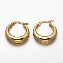 Honeyhandy Ring 304 Stainless Steel Hoop Earrings, Hypoallergenic Earrings, Golden, 24x23x7mm, Pin: 1x0.5mm