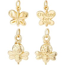 BENECREAT 32Pcs 2 Style 18K Gold Plated Bee Honeybee Charm Alloy Butterfly Pendant Charm for DIY Bracelet Necklace Jewelry Making