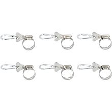 SUPERFINDINGS 6Pcs Fastener Flagpole Mounting Rings and 6pcs Stainless Steel Boat Flag Pole Clips Carabiner Clamp Flagpole Accessories Kit for Outside House Garden