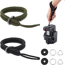 OLYCRAFT 2Pcs Black Camera Wrist Straps 15" Nylon Camera Hand Strap with 201 Stainless Steel & Iron Split Rings Detachable Design Secure Grip for Camera Cage Camera Handle - 2 Color