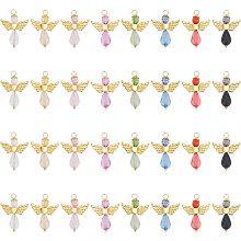 Arricraft 32 Pcs Acrylic Angel Charms, 8 Colors Transparent Acrylic Alloy Pendants Fairy Charms with Golden Plated Alloy Findings for DIY Necklace Earring Jewelry Making