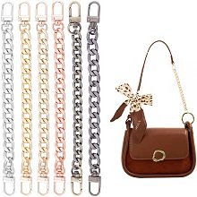 WADORN 6 Colors Mini Purse Chain, 7.8-7.9 Inch Purse Strap Extender Purse Chain Strap Replacement Metal Flat Curb Chain Wrist Chain Straps for Clutch Pochette Chain Handbag Chains Accessories