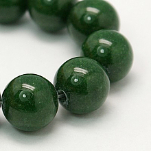 Honeyhandy Natural Mashan Jade Round Beads Strands, Dyed, Dark Green, 6mm, Hole: 1mm, about 69pcs/strand, 15.7 inch