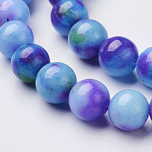 Honeyhandy Jade Beads Strands, Natural White Jade, Dyed, Round, Colorful, 8mm, Hole: 1mm, about 51pcs/strand, 15.7 inch