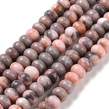 Natural Pink Zebra Jasper Beads Strands, Rondelle, 8x5mm, Hole: 1.2mm, about 70~74pcs/strand, 14.76~15.08''(37.5~38.3cm)