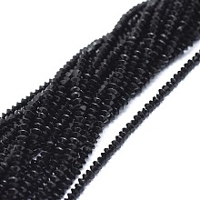 Honeyhandy Natural Black Tourmaline Beads Strands, Faceted, Rondelle, 2.5~3.5x1.5mm, Hole: 0.6mm, about 90pcs/strand, 15.35(39cm)