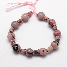 Honeyhandy Natural Rhodonite 3-Hole Guru Bead Strands, for Buddhist Jewelry Making, T-Drilled Beads, 16.5~18mm, Hole: 2~3mm, 2pcs/set, 10sets/strand, 6.5 inch