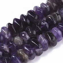 Honeyhandy Natural Amethyst Beads Strands, Nuggets, Faceted, 9.5~11x6~7mm, Hole: 1.2mm, about 30~32pcs/strand, 7.48 inch(19cm)