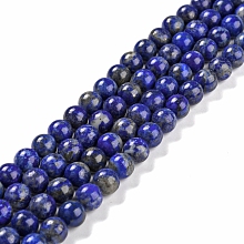 Honeyhandy Natural Lapis Lazuli Beads Strands, Round, 8~9mm, Hole: 1mm, about 45~48pcs/strand, 15.7 inch