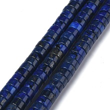 Honeyhandy Natural Lapis Lazuli Bead Strands, Dyed, Heishi Beads, Flat Round/Disc, 6x3mm, Hole: 1mm, about 119~131pcs/strand, 14.76~15.74 inch(37.5~40cm)