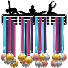 CREATCABIN Medal Holder Rectangle Dancer Sport Medals Display Stand Wall Mount Hanger Decor Holders for Runners Stainless Steel Hanging Award Holder for Home Badge 3 Rung Medalist Olympic Games