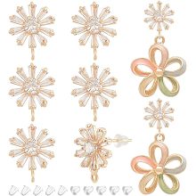 BENECREAT 8Pcs Real 18K Gold Plated Snowflake Shape Brass Cubic Zirconia Post Stud Earrings with 925 Silver Pin, Vertical Loop and 20Pcs Plastic Ear Nuts for Earring Jewelry Making