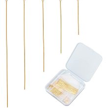 CREATCABIN 1 Box 200pcs 18K Real Gold Plated Flat Head Pins for Jewelry Making Brass Dressmaker Headpins Eyepins for Necklace Bracelet Earrings Linking DIY Accessories