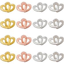 SUPERFINDINGS 16 Sets 4 Colors Heart Hook Clasps Brass Heart Shape Claw Clasp Heart Interlock Clasps for Bracelet Necklace Jewelry Making Supplies