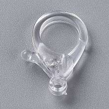 Honeyhandy Transparent Plastic Lobster CLaw Clasps, Clear, 26x19x6mm, Hole: 2mm