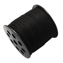 NBEADS 2.7mm 100 Yards/Roll Black Fiber Lace Flat Environmental Faux Suede Leather Cord with Glitter Powder Beading Thread Cords Braiding String for Jewelry Making