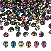 Arricraft 500 Pcs Acrylic Skull Beads, Black Skeleton Skull Head Beads Craft Style Skull Shape Acrylic Loose Beads for DIY Craft Jewelry Making Bracelet Necklace