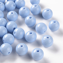 Honeyhandy Opaque Acrylic Beads, Round, Light Sky Blue, 12x11mm, Hole: 1.8mm, about 566pcs/500g