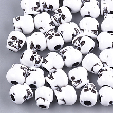 Honeyhandy Craft Style Acrylic Beads, Skull, White, 10x9x10mm, Hole: 3.5~4mm, about 800pcs/500g