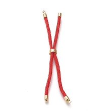 Honeyhandy Nylon Twisted Cord Bracelet Making, Slider Bracelet Making, with Eco-Friendly Brass Findings, Round, Golden, Red, 9 inch(22.8cm), Hole: 2.8mm, Single Chain Length: about 4-1/2 inch(11.4cm)