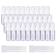 BENECREAT 30 Pack 20ml(0.66oz) Empty Plastic Mist Mini Spray Bottles Atomizer Pumps & 10 Pack 2ml Plastic Pipette Droppers Perfume, Lotion