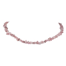 Natural Rose Quartz Chip Beaded Necklace, Stainless Steel Color, 15.94~15.98 inch(40.5~40.6cm)