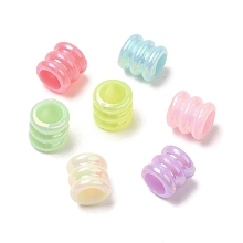 Honeyhandy Opaque Acrylic Beads, AB Color, Column, Mixed Color, 7x7mm, Hole: 4mm, about 4166pcs/500g