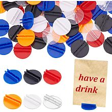 CHGCRAFT 120Pcs Game Card Stands Flat Round Plastic Card Holder Paper Miniature Bases for Card Price Tags Labels Menus Display, 20x5mm