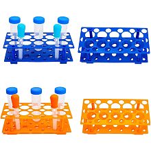 SUPERFINDINGS 4 Sets Plastic Test Tube Rack 2 Colors Centrifuge Tube Holder Detachable Test Tube Display Stands Rectangle Test Tube Organizer, Blue and Orange