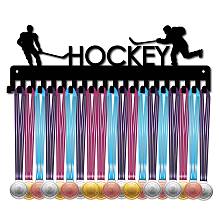 CREATCABIN Iron Medal Holder Frame, Medals Display Hanger Rack, Rectangle with Word Hockey, Electrophoresis Black, 136x400mm