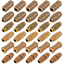 NBEADS 120 Pcs Plastic Braid Hair Beads, Imitation Wood Dreadlock Tube Beads Beard Braiding Beads for Lock Decoration Hair DIY Jewelry