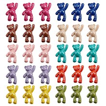 Honeyhandy 30Pcs 10 Colors Opaque Acrylic Pendants, Pearl Luster Plated, Bear, Mixed Color, 36x22x13.5mm, Hole: 2.5mm, 3pcs/color